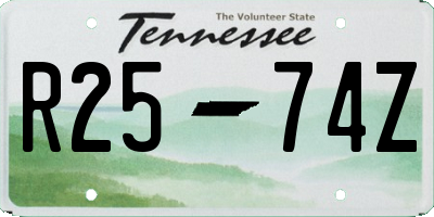 TN license plate R2574Z