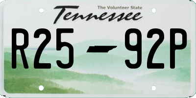 TN license plate R2592P