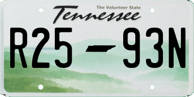 TN license plate R2593N