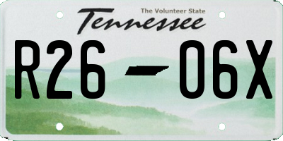 TN license plate R2606X