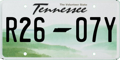TN license plate R2607Y