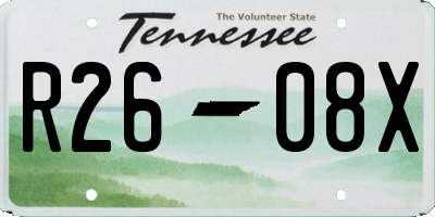 TN license plate R2608X