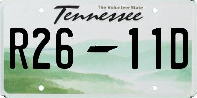 TN license plate R2611D