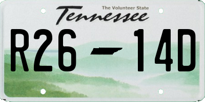 TN license plate R2614D