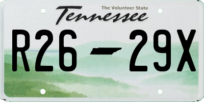 TN license plate R2629X