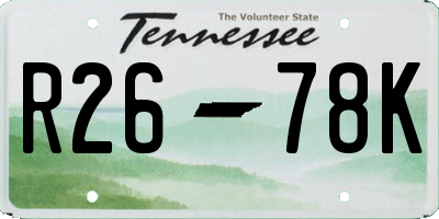 TN license plate R2678K