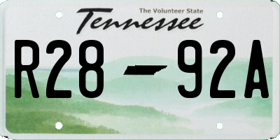 TN license plate R2892A
