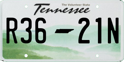 TN license plate R3621N