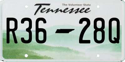 TN license plate R3628Q