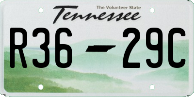 TN license plate R3629C