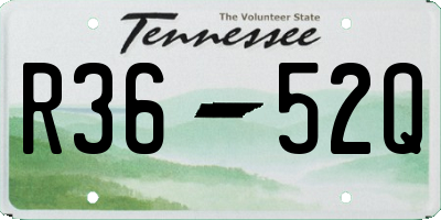 TN license plate R3652Q