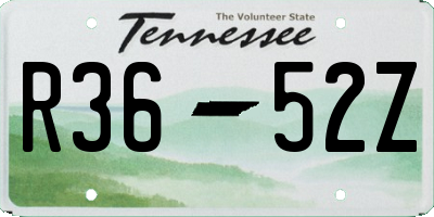 TN license plate R3652Z
