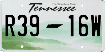 TN license plate R3916W