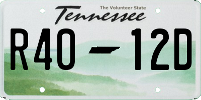 TN license plate R4012D