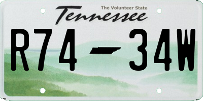 TN license plate R7434W