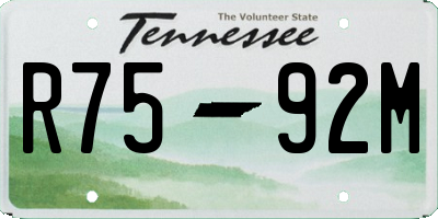 TN license plate R7592M