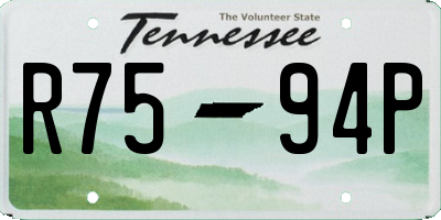 TN license plate R7594P