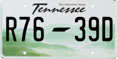 TN license plate R7639D