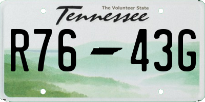 TN license plate R7643G