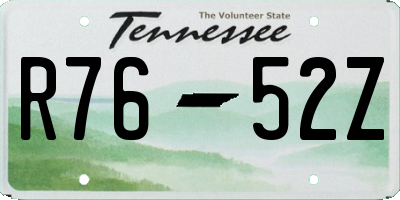 TN license plate R7652Z