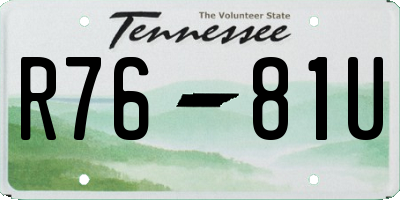 TN license plate R7681U