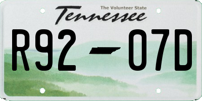 TN license plate R9207D