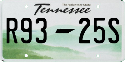 TN license plate R9325S