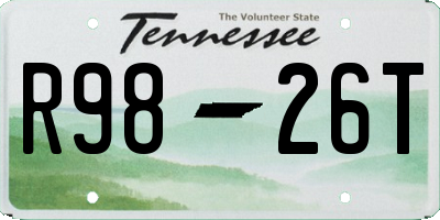 TN license plate R9826T
