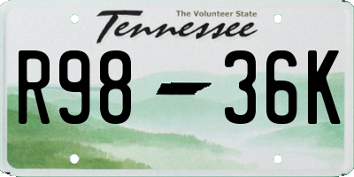 TN license plate R9836K