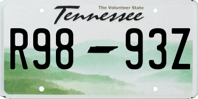 TN license plate R9893Z