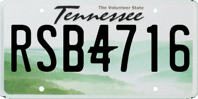 TN license plate RSB4716