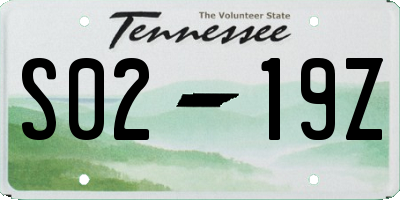 TN license plate S0219Z