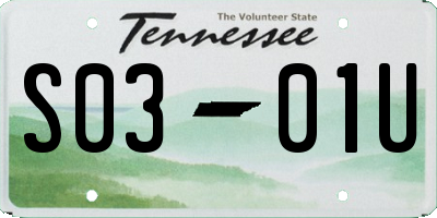 TN license plate S0301U
