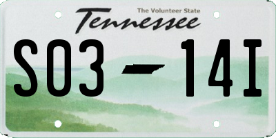 TN license plate S0314I