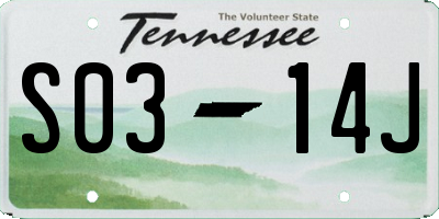 TN license plate S0314J