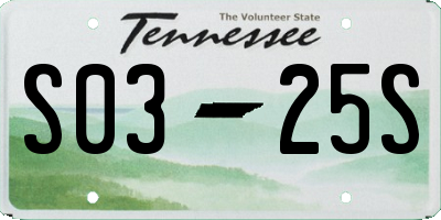 TN license plate S0325S
