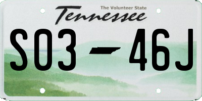 TN license plate S0346J