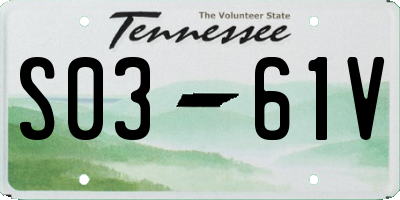 TN license plate S0361V