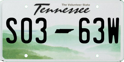 TN license plate S0363W