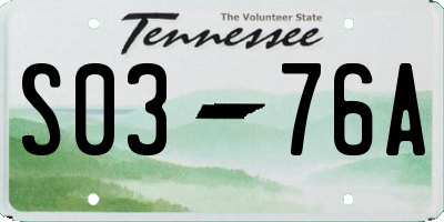 TN license plate S0376A