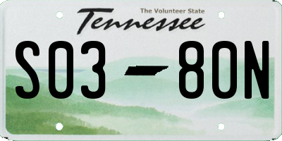 TN license plate S0380N
