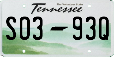 TN license plate S0393Q