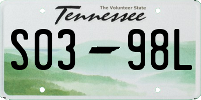 TN license plate S0398L