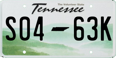 TN license plate S0463K