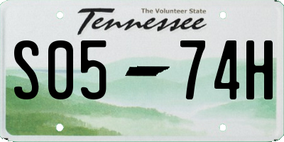 TN license plate S0574H