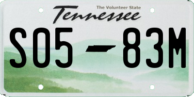 TN license plate S0583M