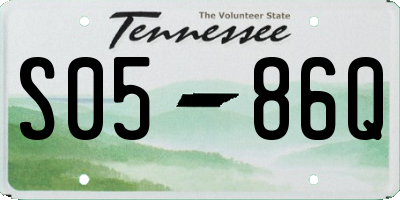 TN license plate S0586Q