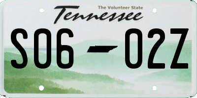 TN license plate S0602Z