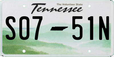 TN license plate S0751N