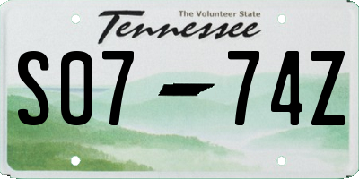 TN license plate S0774Z